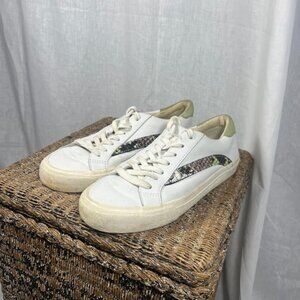 Madewell Sidewalk Low Top Sneaker in White/Gold/Multi - Size 7